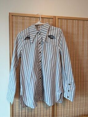 GANNI striped long-sleeve button up